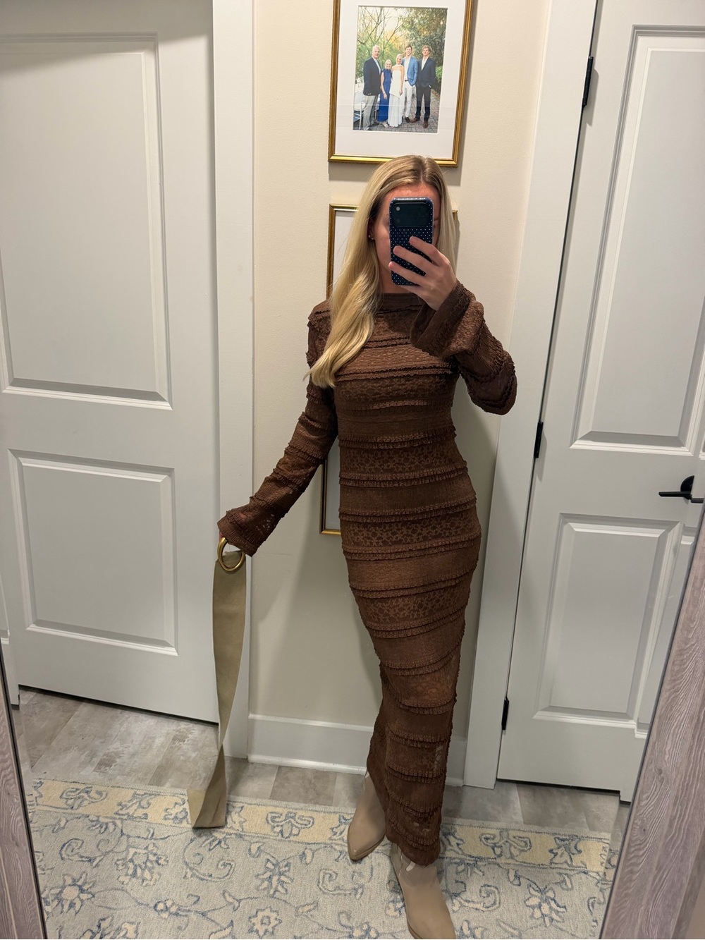 Brown Lace Long Dress